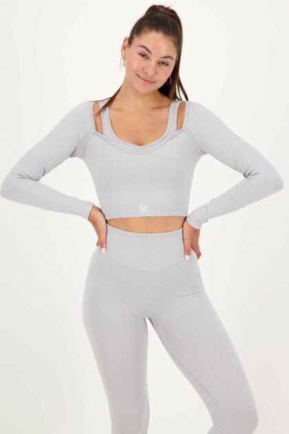 Rib Scrunch Crop Longsleeve Light Grey