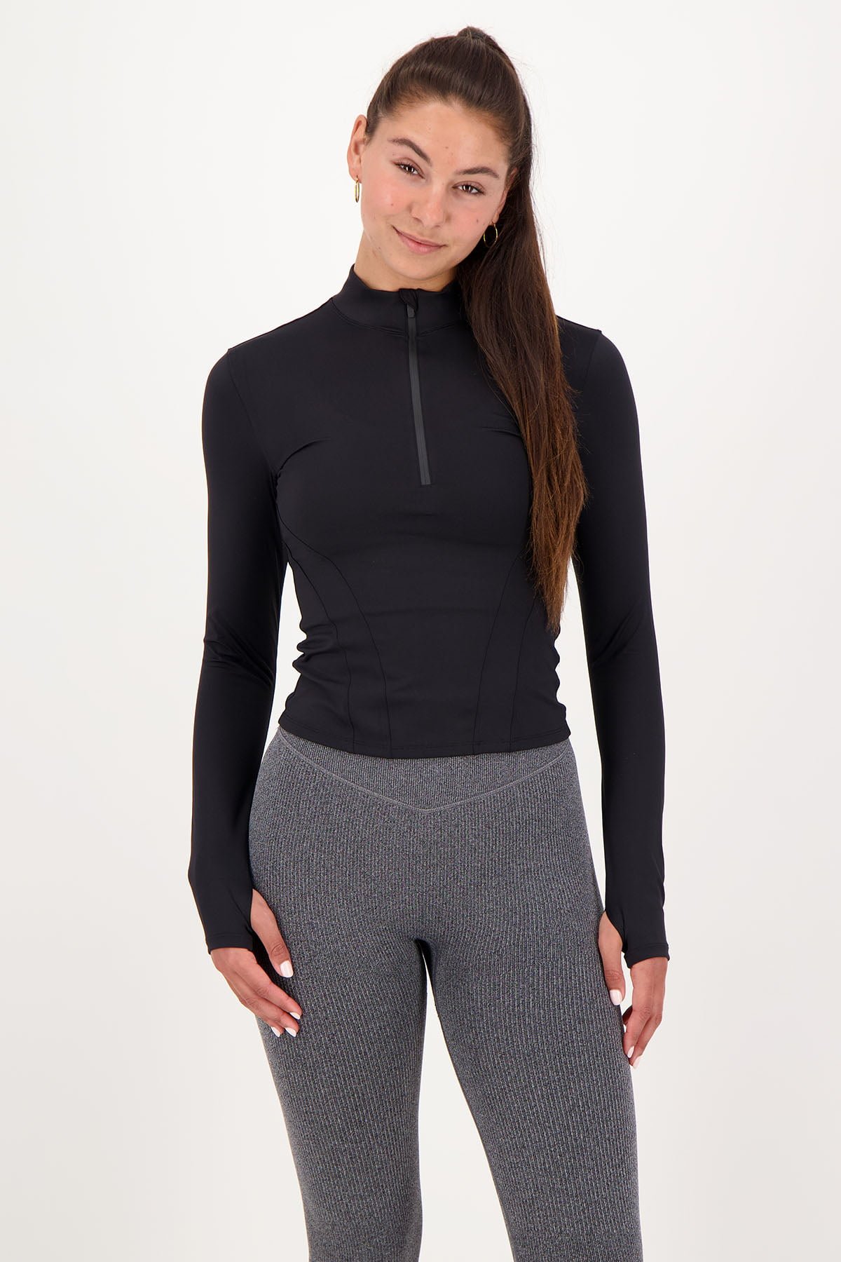 Running Zip Long Sleeve Black