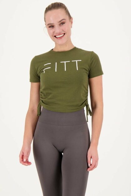 Ruched Crop T-shirt Olive