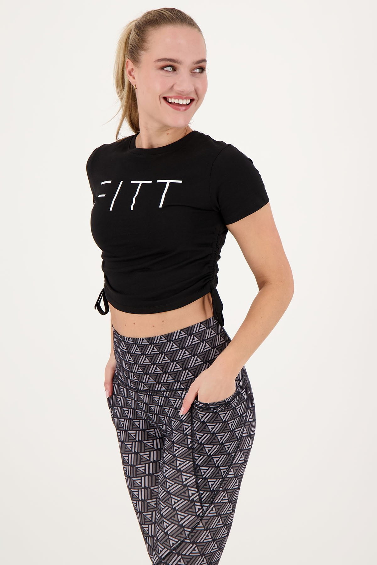 Ruched Crop T-shirt Black